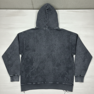 เสื้อฮู้ดวินเทจสไตล์ย้อมสีเอซิดสำหรับผู้ชาย สีเทาชาร์โคล ลุคซันเฟด กรันจ์ ทรงพูลโอเวอร์ เนื้อผ้าหนา สตรีทแวร์ ผ้าฝ้าย 100% - Product Image 2