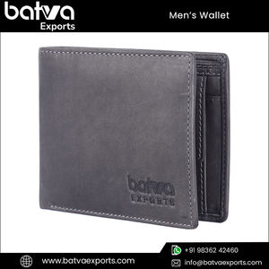 Best Quality Men's <b>Wallet</b> Modern Vintage Design Short Fold <b>RFID</b> Protected Genuine Leather Cotton Lining Indian Supplier's Logo - Product Image 2