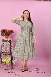 Kurti Premium Lina Approved para Mujer, Multicolor, de Rayón Pesado, con Estampado por Transferencia Térmica Directa, Listo para Usar, Estilo Indio/Pakistaní - Product Image 5