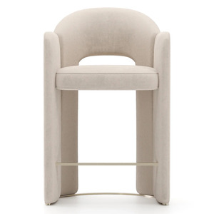 Chaise de bar rembourrée moderne, tabouret de comptoir rembourré, assise en tissu doux avec base en métal pour café, restaurant - Product Image 2