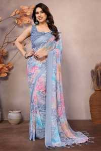 Saris élégants légers en Georgette, anti-humidité, pour mariages indiens et pakistanais, fêtes d'été/d'hiver, collection ELITE BRIDAL - Product Image 4