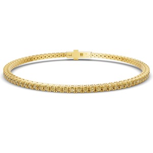 Citrus Lemon Yellow Round Lab Grown Diamond Tennis Bracelet 2 Ct Tw VS Clarity 83 Diamonds 14K <b>Solid</b> <b>Gold</b> Bright Zesty Pop - Product Image 3
