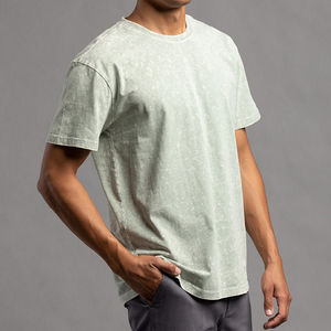 เสื้อยืดถักทรงโอเวอร์ไซส์สำหรับผู้ชาย ย้อมสีแบบ High Street Acid Wash ผ้าคอตตอน 100% เป็นมิตรกับสิ่งแวดล้อมและระบายอากาศได้ดี รับสกรีนโลโก้ตามแบบ - Product Image 4