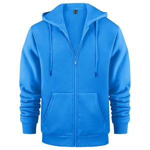 Sudadera con Capucha de Invierno para Hombre, Diseño de Patrón Sólido con Cierre, Tejido de Felpa Francesa Bordada, Material de Poliéster/Algodón - Product Image 2