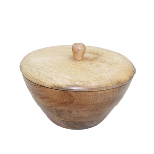 Natural Wooden Round Shape Food Serving Bowl Brown Finished for <b>Kitchen</b> & Tabletop Serving Bowls & Decorative Bowls - Product Image 4