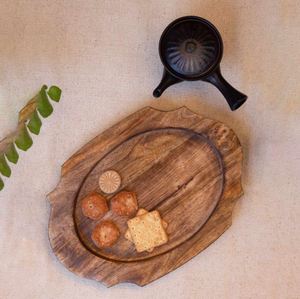 Plato de aperitivos de madera redondo decorativo para restaurante Hotel al mejor precio de la India - Product Image 3
