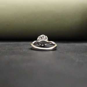 Natural Stone <b>Solitaire</b> Unisex Engagement <b>Ring</b> IGI Certified 925 Sterling <b>Silver</b> Stainless Steel Flower Design Trendy Elegant - Product Image 5