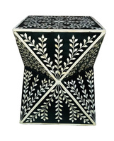 Taburete con incrustaciones de hueso estándar de madera moderno WONDER OVERSEAS/tambor con incrustaciones de fregona de mesa para habitación pulida hecha a mano, jardín, oficina y hogar