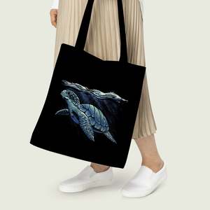 Blue Turtle Ocean Theme Tote <b>Bag</b> Eco-Friendly <b>Straw</b> with Zippered Closure Zippered and Open Closure Options for Summer Spring - Product Image 5