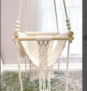 Balançoire bébé tendance en macramé, en coton, faite à la main, naturelle, style balançoire bébé, couleur assortie, lit d'appoint bébé - Product Image 3