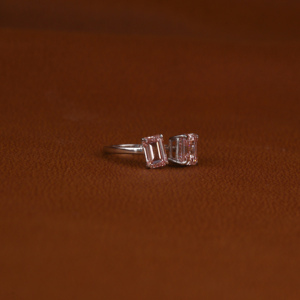 18KT Solid Gold Engagement <b>Ring</b> with Asscher and <b>Emerald</b> Cut Custom Design Lab Grown Pink Diamond Gold Plated and Certified - Product Image 6