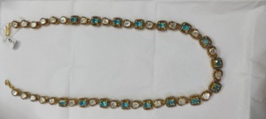 Collar de estilo Vintage de Plata de Ley 925 con diamante de apatita azul Natural chapado en oro Polki tipo de cadena de joyería de moda - Product Image 3