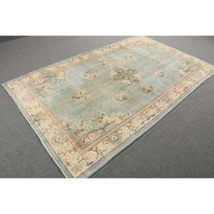 Alfombra Turca Vintage Grande de 5.4x8.7 pies, Alfombra Floral Azul Marrón - Product Image 4