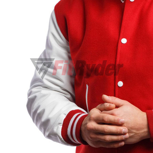 Veste universitaire d'hiver à séchage rapide pour hommes, col montant, patchs en chenille, bouton de décoration, design réversible, vente à chaud - Product Image 2