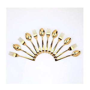 Ensemble de cuillères en acier inoxydable doré de qualité supérieure, couverts plaqués or de luxe pour dîner, dessert et cadeaux - Product Image 1