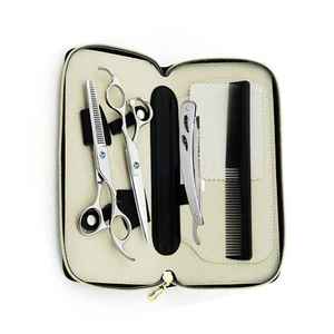 ชุดกรรไกรตัดผมมืออาชีพมีดโกนขอบบางโกนหนวดพร้อมกระเป๋า - Product Image 3