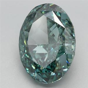 Diamant de laboratoire vert foncé de forme ovale - Product Image 2