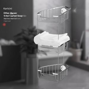 Portasapone da doccia angolare a 3 livelli Koricini, da parete, in acciaio inossidabile, organizer per bagno - Product Image 3