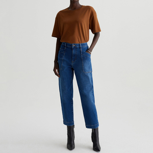 T-shirt à col rond à manches courtes et à séchage rapide pour femmes OEM T-shirt confortable en jersey de coton marron personnalisé Vente en gros T-shirts pour femmes sur mesure - Product Image 2