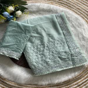 Dernier cri Attrayant Bonne Qualité Tissu Organza Avec Paillettes Broderie Travail Saree Femme Mode Exportateur à vendre - Product Image 1