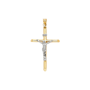จี้ชุบทองทูโทน14K คุณภาพสูงปรับแต่งได้จี้รูปไม้กางเขนเครื่องประดับโลหะทันสมัยคลาสสิกของขวัญที่สมบูรณ์แบบสำหรับเด็ก - Product Image 1
