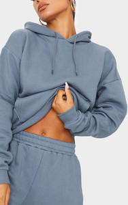 Nouveau style Logo personnalisé femmes décontracté solide longueur régulière hiver à manches longues polaire à capuche survêtement empilé pantalon - Product Image 3