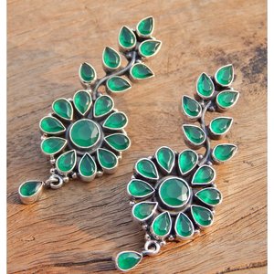 Pendientes de Plata de Ley 925K hechos a mano, tachuelas de piedras preciosas Verdes Naturales, regalo de joyería de oro rosa - Product Image 2