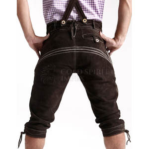 Lederhosen en cuir pour homme de haute qualité, légers et respirants, à motif uni, style urbain, avec fermeture éclair, taille mi-haute, conçus sur mesure - Product Image 3