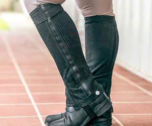 Diseño informal de Color sólido de primera calidad para jinete de caballos medio cuero Chap precio al por mayor cuero medio Chaps - Product Image 2