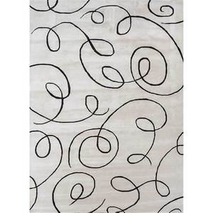 Alfombra Contour Ivory de Lana y Viscosa Hecha a Mano con Diseño Rectangular Abstracto Estilo Boho para Dormitorio o Sala de Estar-TNQ-231 - Product Image 1