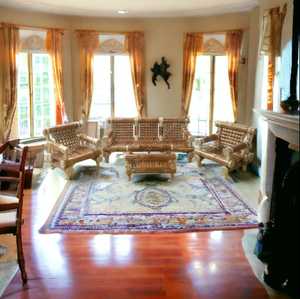 Ensemble de canapés en rotin de bambou pour patio au design unique Ensemble de canapés en rotin de bambou vintage Ensemble de canapés en rotin de bambou 5 places avec table pour restaurant et café - Product Image 1