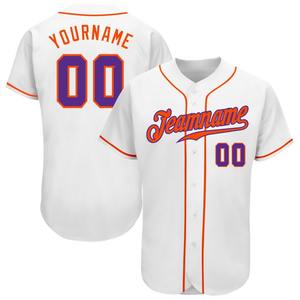 Pakistán ropa deportiva industria personalizada blanco púrpura-naranja auténtica camiseta de béisbol - Product Image 1