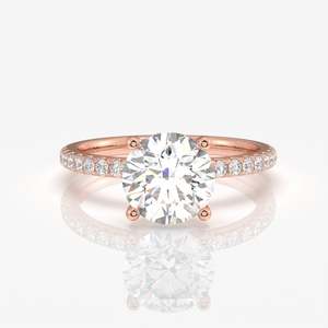 Anillos de Moissanita con Corte Redondo y Diamantes Engastados en Plata de Ley, Elegantes Anillos de Moissanita con Bisel - Product Image 6