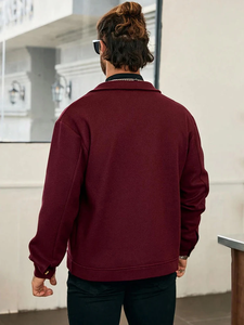 Abrigo de Lana para Hombre, Color Sólido, Nuevo para Otoño/Invierno, Chaqueta de Estilo Universitario con Cierre - Product Image 6