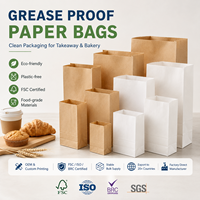 Sac en papier premium pour la livraison de burgers et sandwichs, à fond plat renforcé, autoportant, sûr et résistant à l'huile, pour plats à emporter