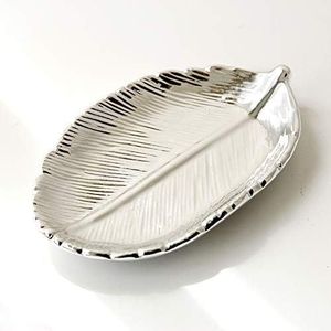 Plat à feuilles en aluminium fabriqué à la main avec motif élégant pour la table de salon et l'affichage de la décoration intérieure - Product Image 2