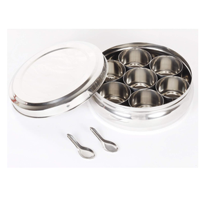 Cajas de especias de acero inoxidable Estante de especias redondo Almacenamiento de cocina personalizado Caja de especias de acero inoxidable Precio más bajo - Product Image 4