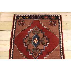 Petit tapis turc 2,3x2,9 pieds (70x88 cm), tapis vintage à carreaux rouges - Product Image 3