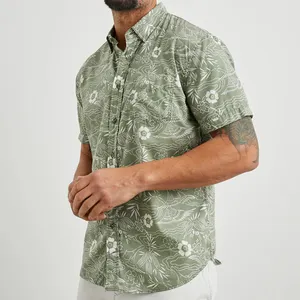 Keten pamuk erkek gömlek kısa kollu rahat men düğme aşağı baskı bluz erkekler için sürdürülebilir özel gömlek