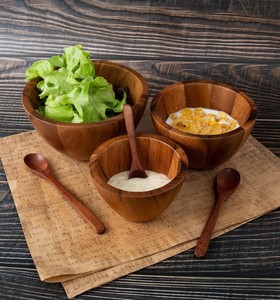Acacia Wood <b>Bowl</b> <b>Set</b> Tiny Nesting Round <b>Bowls</b> <b>Mix</b> Size Stackable Wooden <b>Bowl</b> <b>Set</b> with Spoons for Serving Salad - Product Image 3