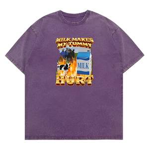 T-shirt grafica divertente da latte "il latte mi fa male la pancia" intollerante al lattosio - Product Image 5