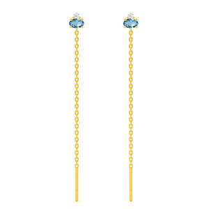 NOVAMART Fine Topaz <b>Threader</b> Drop <b>Earrings</b>-925 Sterling Silver Wholesale Export - Product Image 1