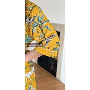 Peignoir Kimono en Coton Imprimé Floral Fait Main Léger avec Cordon de Serrage Doux Tissé Idéal pour la Maison, la Mariée, ODM, ou comme Peignoir de Bain - Product Image 5