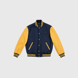 Chaqueta universitaria con logotipo personalizado de fabricante OEM, chaqueta Lisa negra de cuero de alta calidad de primera calidad, Mangas de cuero cálidas para hombre de talla grande - Product Image 3