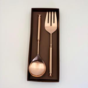 Ensemble de serveurs à salade en acier inoxydable avec finition cuivrée, élégant, fabriqué à la main, pour servir dans la cuisine, la salle à manger et les réceptions - Product Image 5