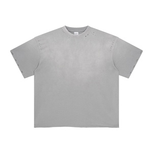 Street Wear T-shirt surdimensionné à épaules tombantes Vintage T-shirt personnalisé de haute qualité en coton impression poids lourd T-shirt pour hommes - Product Image 2