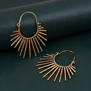 Nuevo Superventas Pendientes de Latón Brillante con Diseño de Amanecer, Chapados en Oro de 18k, Estilo Tribal Vintage, de Moda, al por Mayor para Mujer - Product Image 3