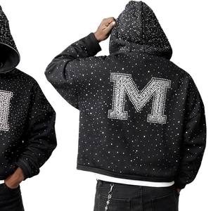 Sudadera con Capucha y Cremallera para Hombre, con Pedrería Brillante, Estilo Urbano, Talla Grande, Proveedor OEM - Product Image 4