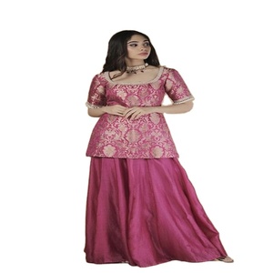 Salwar Kameez de Seda Rosa, Vestido Tradicional Indio para Boda, Largo hasta el Suelo, Ropa Étnica para Mujer, Corte Regular, Prendas Elegantes Kanya - Product Image 1