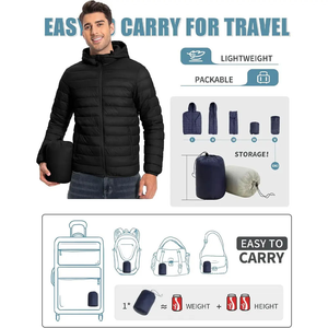 Veste matelassée à capuche unisexe chaude avec un design léger, respirant, imperméable et coupe-vent pour une utilisation en extérieur en hiver - Product Image 2